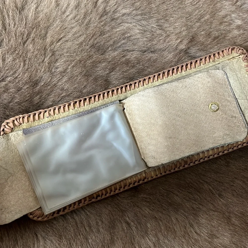 70s Deer Hide Tooled Leather Wallet Bifold Vintage